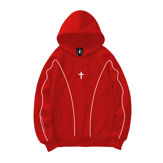Reflectorized Cross Hoodie Red