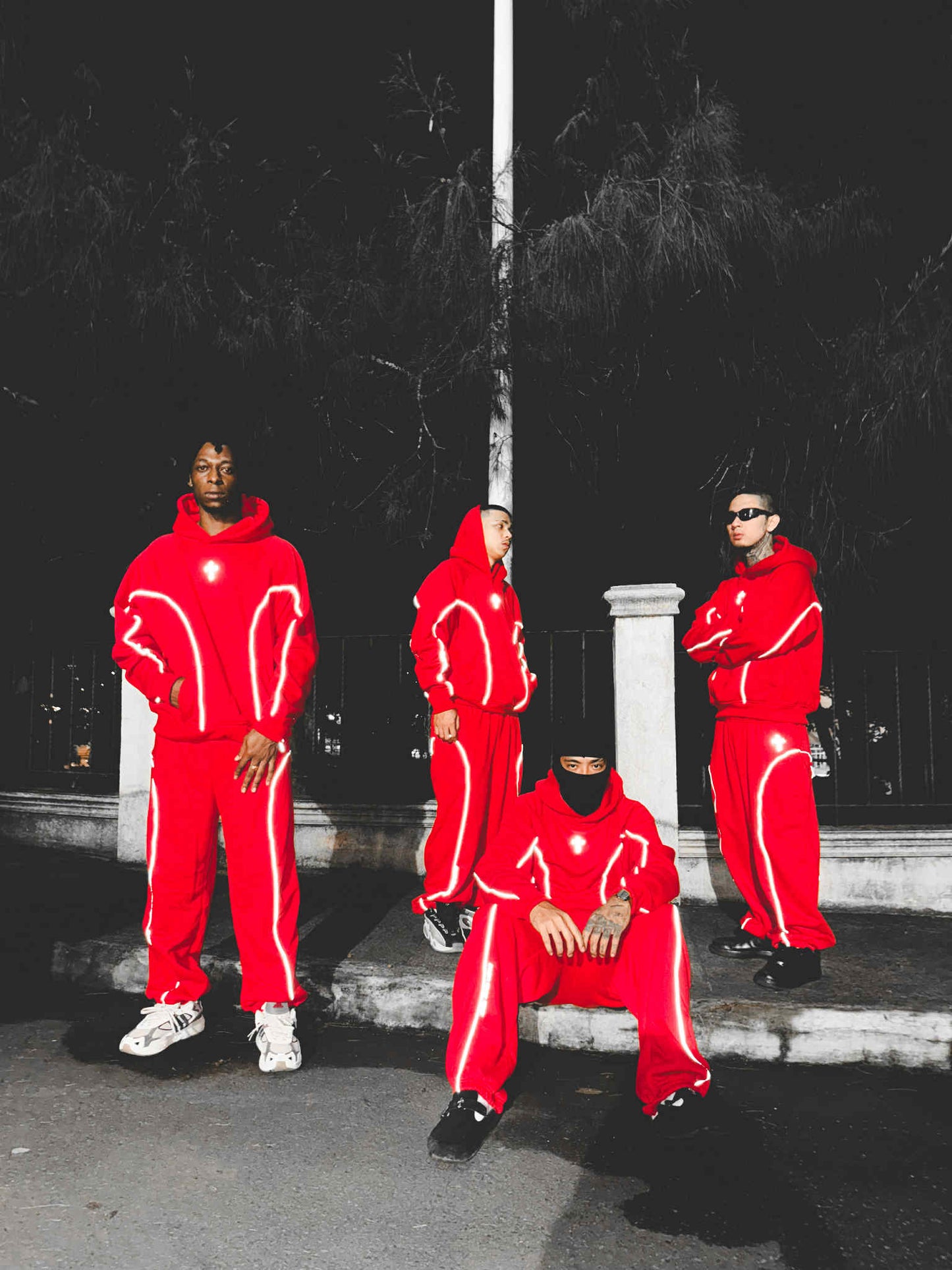 Reflectorized Cross Hoodie Red