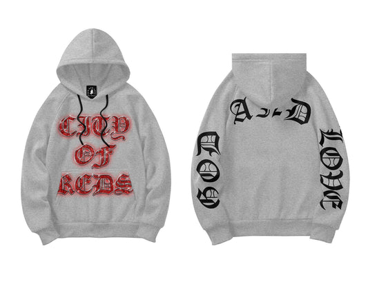 GL CITY OF RED HOODIE GREY