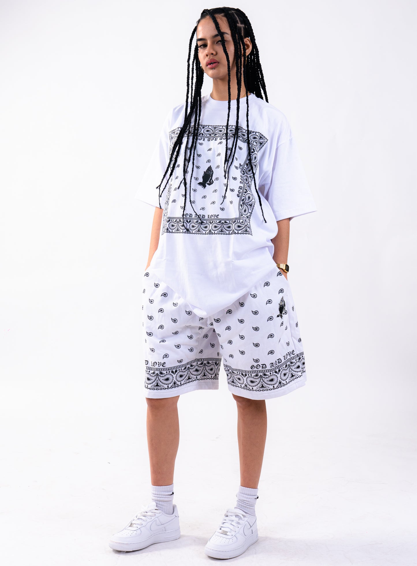 GL BANDANA SWEATSHORTS WHITE