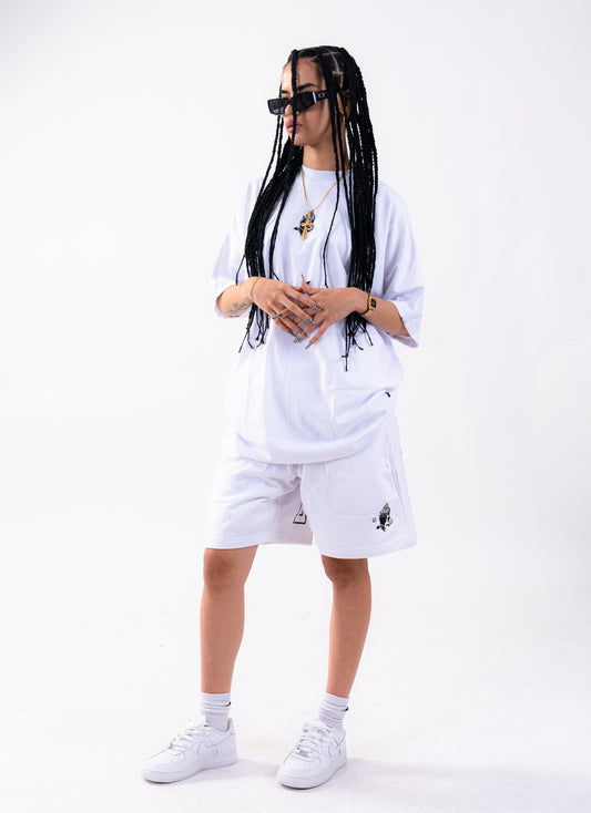 OG LOGO PRAYING HANDS SWEATSHORTS WHITE